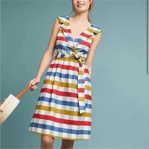 NWT Anthropologie Maeve Cricket Club Large Gingham Check Plaid Dress US Size 6